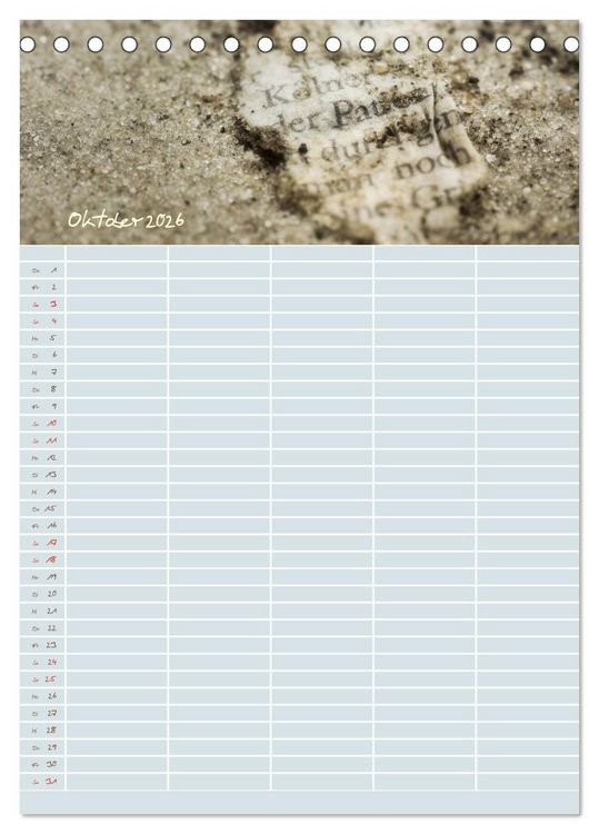 Produktbild: Kleine Sand-Sch&ouml;nheiten / Familienplaner (Tischkalender 2026 DIN A5 hoch), CALVENDO Monatskalender