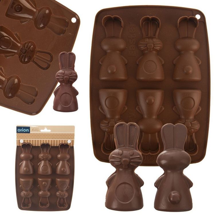 Produktbild: Braune Hasen-Silikonform f&uuml;r Kekse und Pralinen