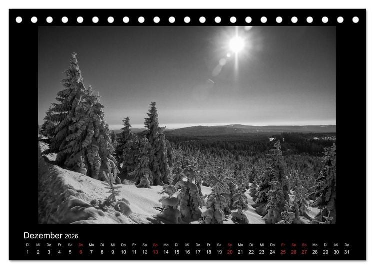 Produktbild: Harz-Bilder in monochrome (Tischkalender 2026 DIN A5 quer), CALVENDO Monatskalender
