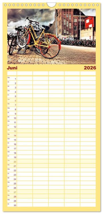 Produktbild: Familienplaner 2026 - Stadtfahrrad mit 5 Spalten (Wandkalender, 21 x 45 cm) CALVENDO