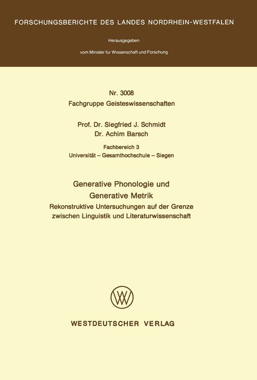 Produktbild: Generative Phonologie und Generative Metrik