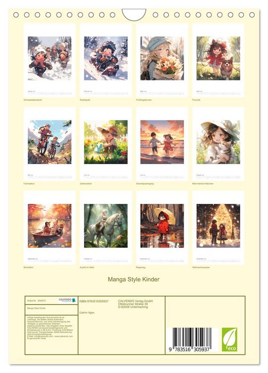 Produktbild: Manga Style Kinder (Wandkalender 2026 DIN A4 hoch), CALVENDO Monatskalender