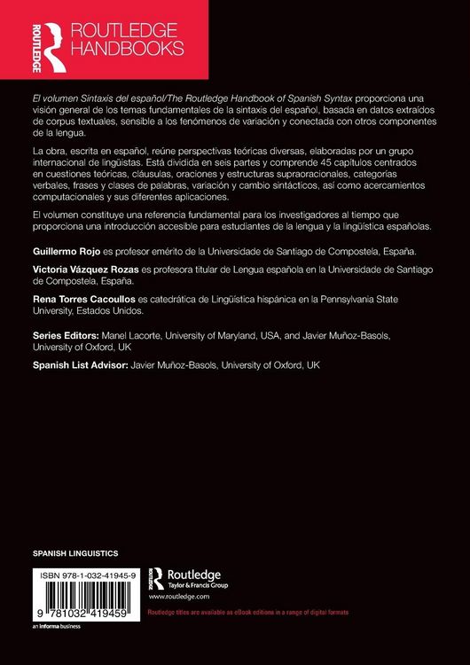Produktbild: Sintaxis del espa&ntilde;ol / The Routledge Handbook of Spanish Syntax