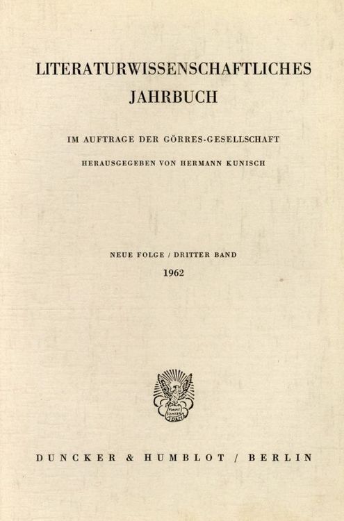 Produktbild: Literaturwissenschaftliches Jahrbuch.. Band 3/1962
