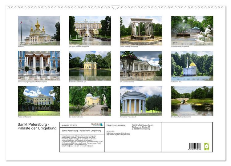 Produktbild: Sankt Petersburg - Pal&auml;ste der Umgebung (Wandkalender 2026 DIN A2 quer), CALVENDO Monatskalender