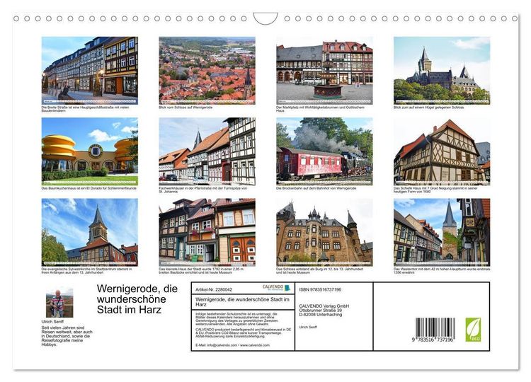Produktbild: Wernigerode, die wundersch&ouml;ne Stadt im Harz (Wandkalender 2026 DIN A3 quer), CALVENDO Monatskalender