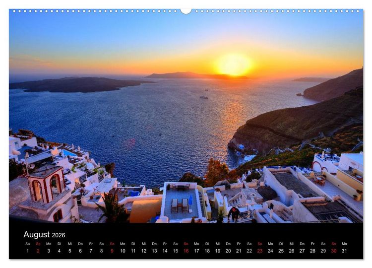 Produktbild: Santorini &ndash; Leben auf dem Vulkan (hochwertiger Premium Wandkalender 2026 DIN A2 quer), Kunstdruck in Hochglanz