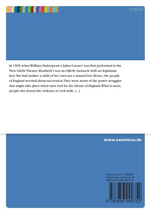 Produktbild: The role ot female characters in Shakespeare's "Julius Caesar"