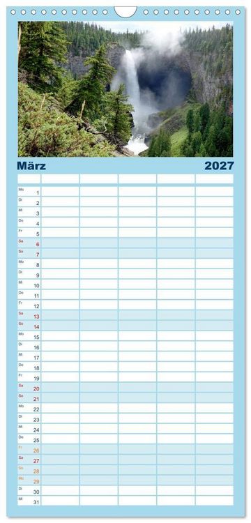 Produktbild: Familienplaner 2027 - Kanadas Westen - Berge und Wasser mit 5 Spalten (Wandkalender, 21 x 45 cm) CALVENDO