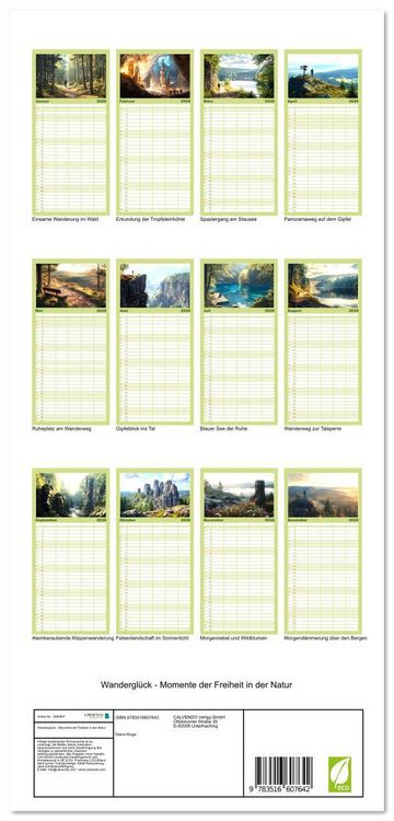 Produktbild: Familienplaner 2026 - Wandergl&uuml;ck - Momente der Freiheit in der Natur mit 5 Spalten (Wandkalender, 21 x 45 cm) CALVENDO