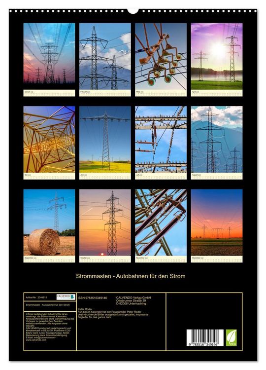 Produktbild: Strommasten - Autobahnen f&uuml;r den Strom (hochwertiger Premium Wandkalender 2026 DIN A2 hoch), Kunstdruck in Hochglanz