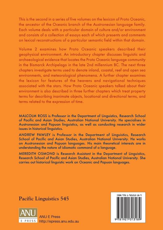 Produktbild: The Lexicon of Proto Oceanic: The culture and environment of ancestral Oceanic society: 2 The physical environment