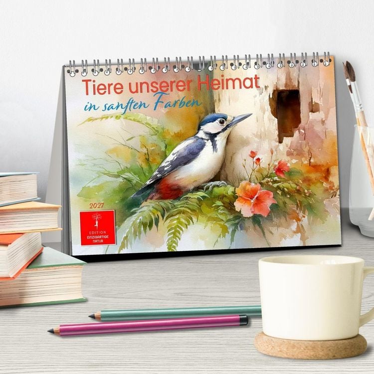 Produktbild: Tiere unserer Heimat in sanften Farben (Tischkalender 2027 DIN A5 quer), CALVENDO Monatskalender