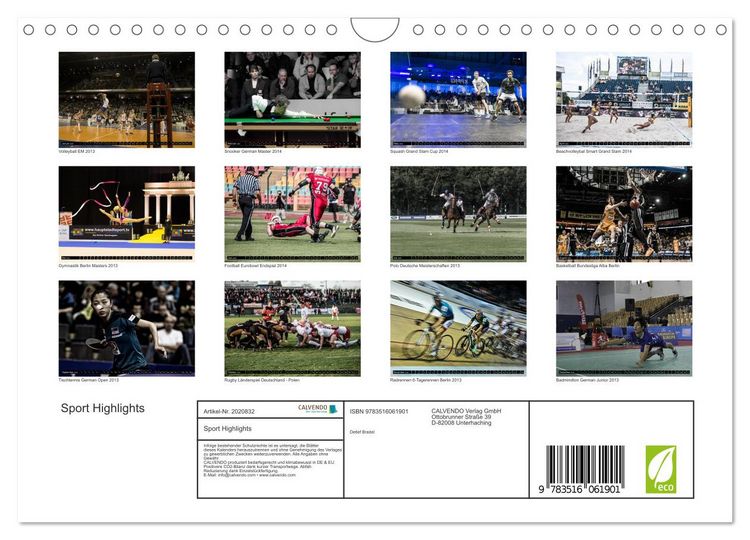 Produktbild: Sport Highlights (Wandkalender 2026 DIN A4 quer), CALVENDO Monatskalender