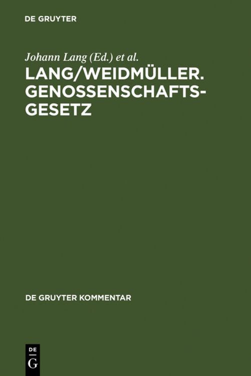 Produktbild: Lang/Weidm&uuml;ller. Genossenschaftsgesetz