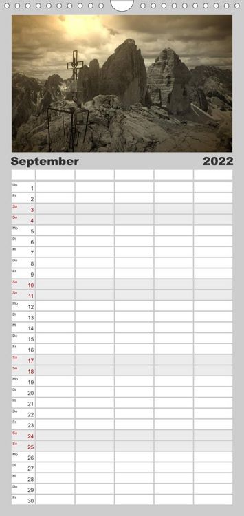 Produktbild: Drei Zinnen - S&uuml;dtirols Wahrzeichen - Familienplaner hoch (Wandkalender 2022 , 21 cm x 45 cm, hoch)