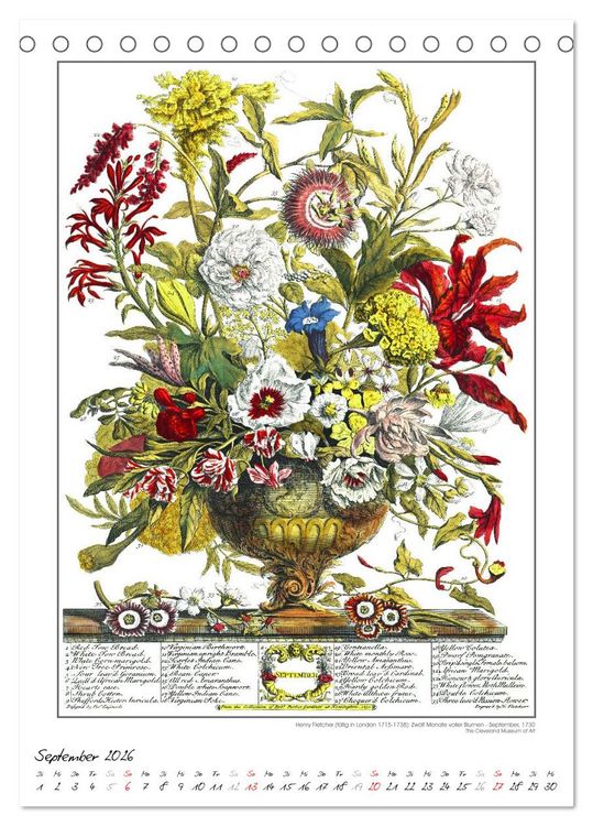 Produktbild: Henry Fletcher. Blumen und Fr&uuml;chte - Kunstkalender (Tischkalender 2026 DIN A5 hoch), CALVENDO Monatskalender