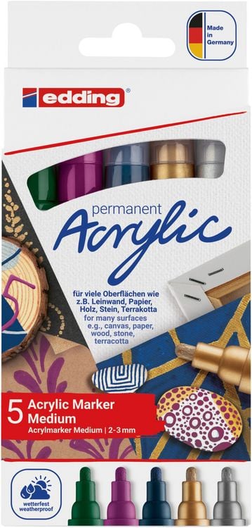 Produktbild: Edding Acrylmarker Acrylic 5100 Mittel metallic 5er Set