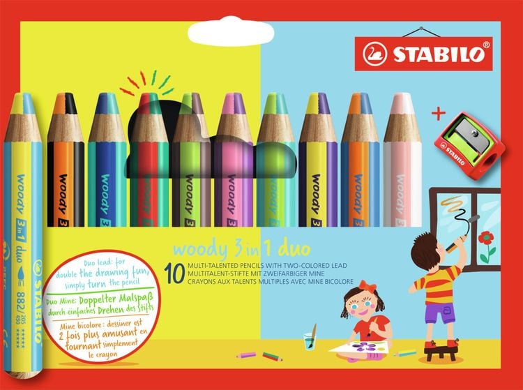 Produktbild: STABILO Buntstifte woody 3in1 duo 10er Set + Spitzer