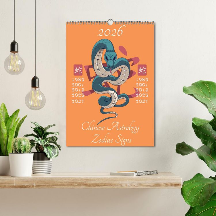 Produktbild: Chinese Astrology Zodiac Signs (Wall Calendar 2026 DIN A3 portrait), CALVENDO 12 Month Wall Calendar