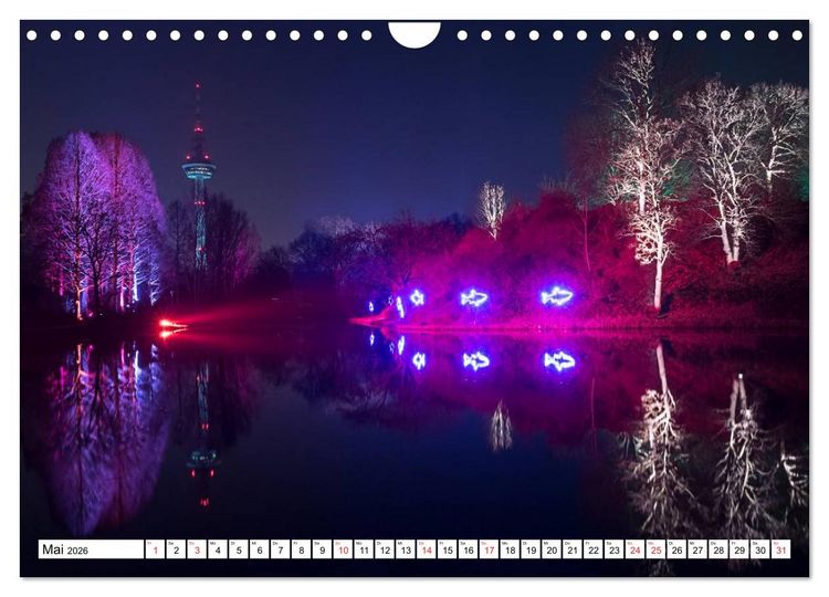 Produktbild: Mannheim bei Nacht - Impressionen aus der Quadratestadt (Wandkalender 2026 DIN A4 quer), CALVENDO Monatskalender