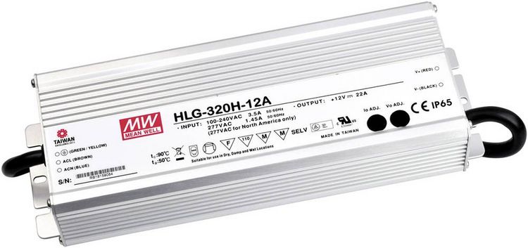 Produktbild: Mean Well MW HLG-320H-30A LED-Treiber, LED-Trafo Konstantspannung, Konstantstrom 321W 10.7A 30 V/DC PFC-Schaltkreis