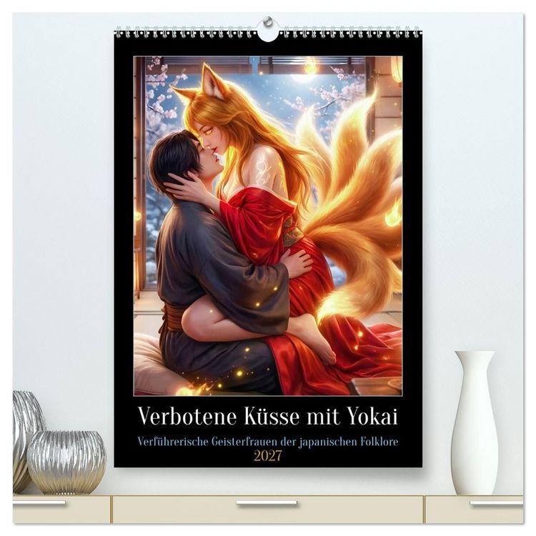 Produktbild: Verbotene K&uuml;sse mit Yokai (hochwertiger Premium Wandkalender 2027 DIN A2 hoch), Kunstdruck in Hochglanz