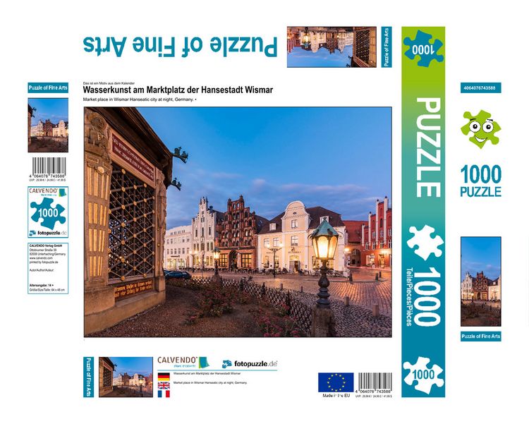 Produktbild: CALVENDO Puzzle Wasserkunst am Marktplatz der Hansestadt Wismar | 1000 Teile Lege-Gr&ouml;&szlig;e 64x48cm Foto-Puzzle f&uuml;r gl&uuml;ckliche Stunden