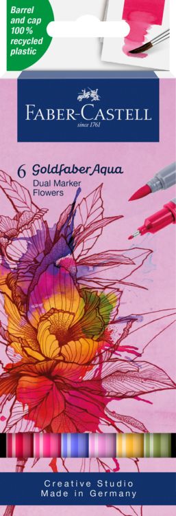 Produktbild: Faber-Castell Tuschestift Dual Marker Goldfaber Aqua, Blumen, 6er Set