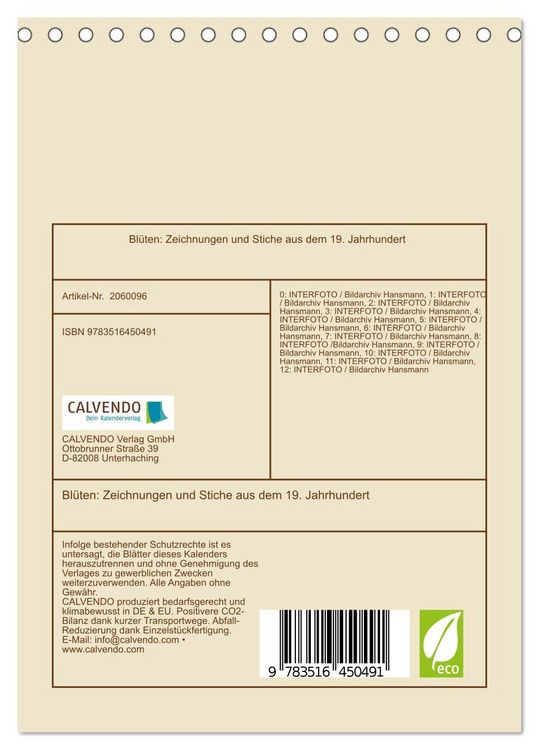 Produktbild: Bl&uuml;ten: Zeichnungen und Stiche aus dem 19. Jahrhundert (Tischkalender 2026 DIN A5 hoch), CALVENDO Monatskalender
