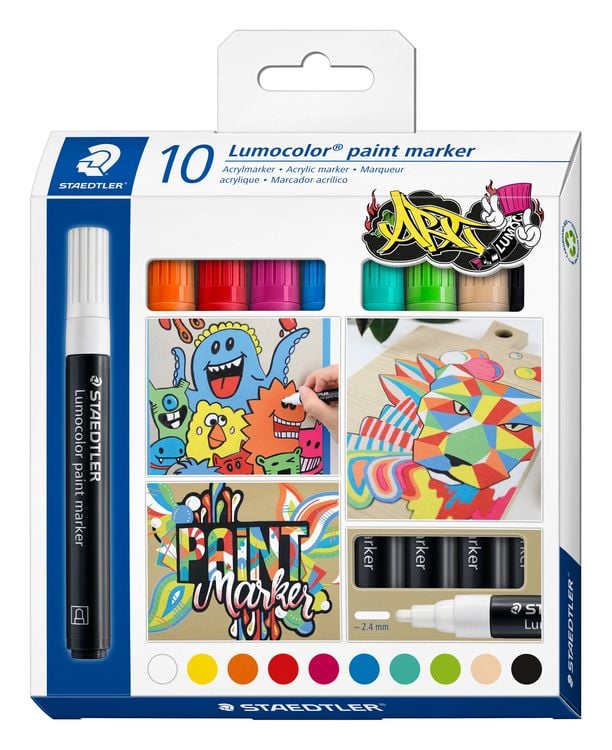 Produktbild: STAEDTLER Mars Lumocolor Schreib- und Zeichbedarf Lumocolor paint marker Acryl-Marker m. Rundspitze, 10er Set