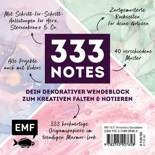 Produktbild: 333 Origami Minis &ndash; Pouring Art &ndash; Dein dekorativer Wendeblock zum kreativen Falten & Notieren