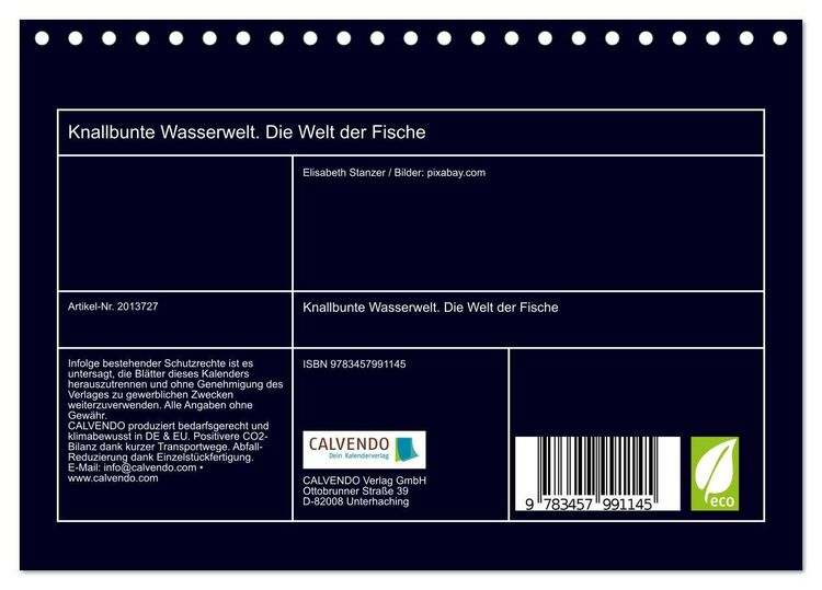 Produktbild: Knallbunte Wasserwelt. Die Welt der Fische (Tischkalender 2026 DIN A5 quer), CALVENDO Monatskalender