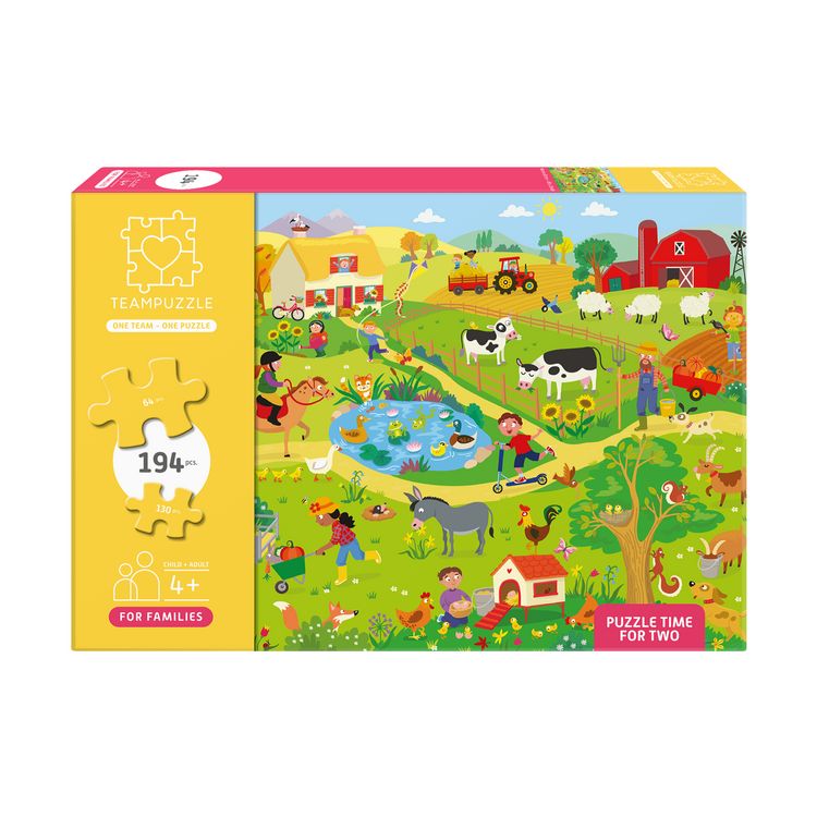 Produktbild: TEAMPUZZLE &ndash; Auf dem Bauernhof &ndash; 194 Teile &ndash; Kinderpuzzle mit gro&szlig;en & kleinen Teilen