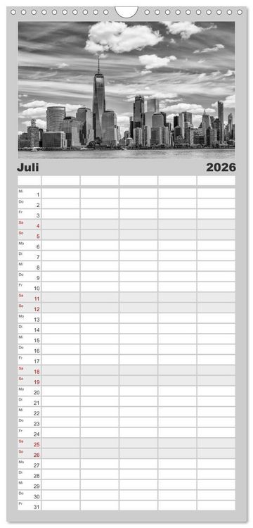 Produktbild: Familienplaner 2026 - NEW YORK Urbaner Flair mit 5 Spalten (Wandkalender, 21 x 45 cm) CALVENDO