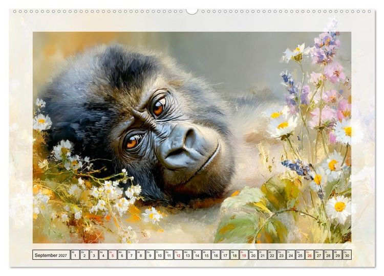 Produktbild: Gorillas. Wilde Kinderstube im Dschungel (hochwertiger Premium Wandkalender 2027 DIN A2 quer), Kunstdruck in Hochglanz