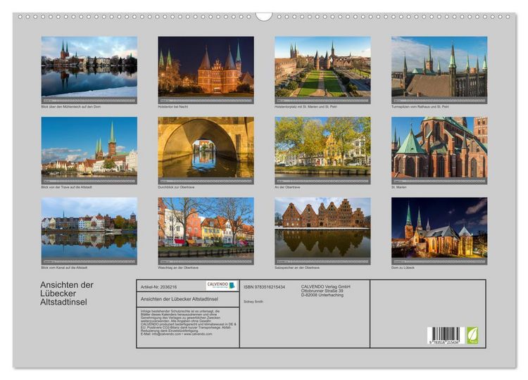 Produktbild: Ansichten der L&uuml;becker Altstadtinsel (Wandkalender 2026 DIN A2 quer), CALVENDO Monatskalender