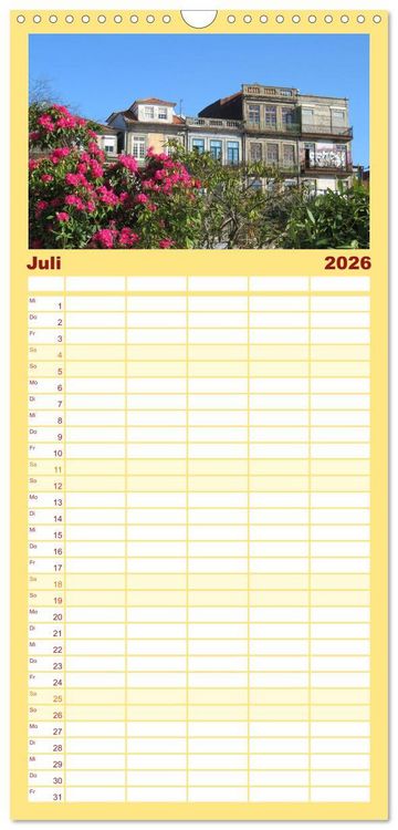 Produktbild: Familienplaner 2026 - St&auml;dtereise nach Porto mit 5 Spalten (Wandkalender, 21 x 45 cm) CALVENDO