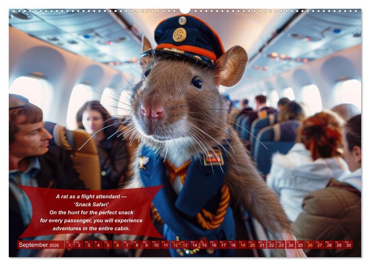 Produktbild: Funny animals as flight attendants (High Quality Premium Wall Calendar 2026 DIN A2 landscape),CALVENDO 12 Month Wall Calendar