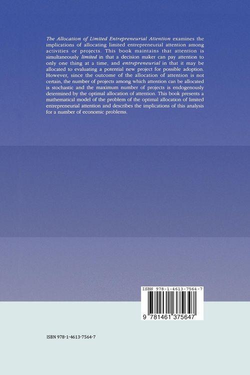 Produktbild: The Allocation of Limited Entrepreneurial Attention