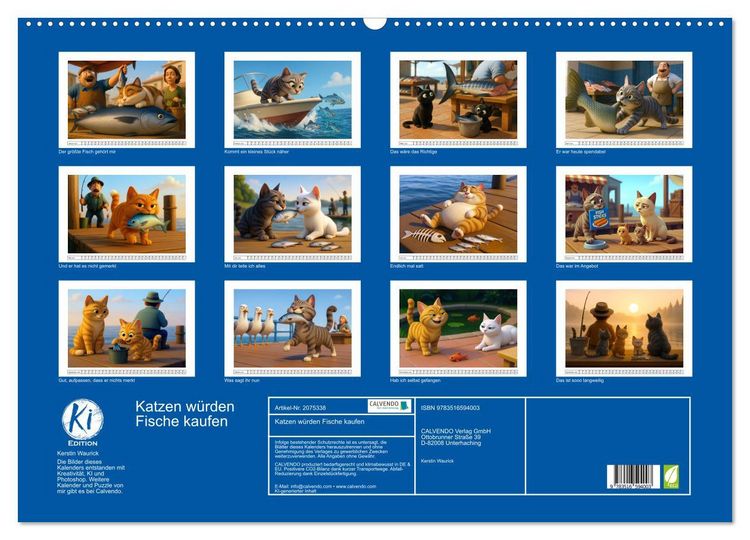 Produktbild: Katzen w&uuml;rden Fische kaufen (Wandkalender 2026 DIN A2 quer), CALVENDO Monatskalender