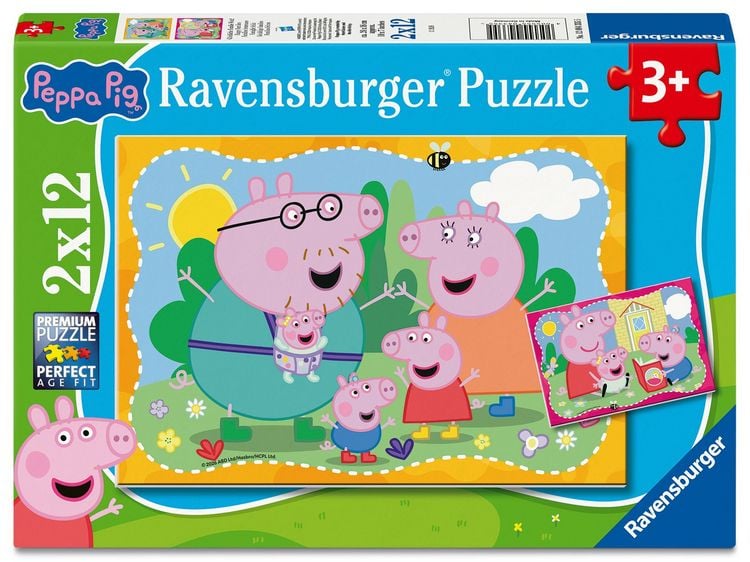 Produktbild: Kinderpuzzle 2x12 Teile - Peppa Wutz - Gl&uuml;ckliche Familie Wutz!