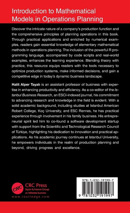 Produktbild: Introduction to Mathematical Models in Operations Planning