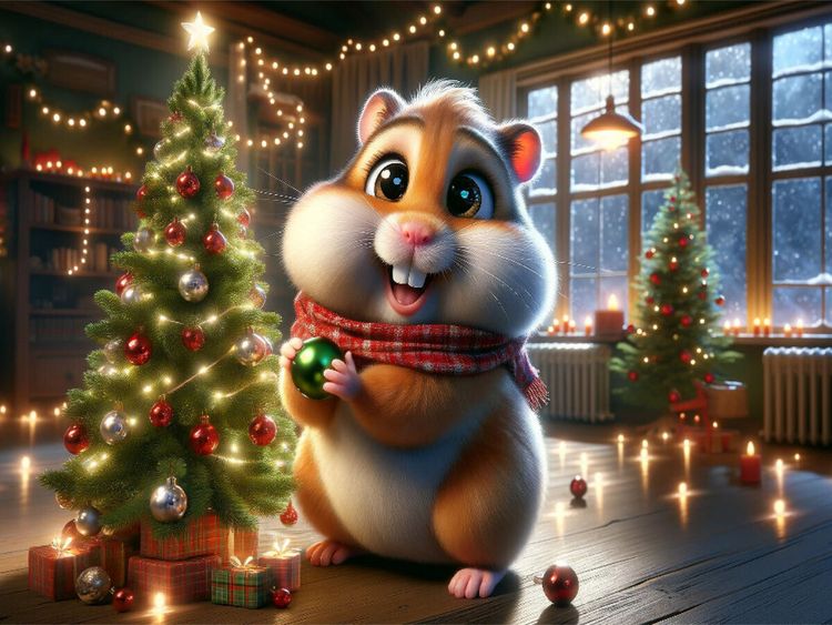Produktbild: CALVENDO Puzzle Weihnachtswunderland: Ein Hamster im Kerzenschein | 1000 Teile Lege-Gr&ouml;&szlig;e 64x48cm Foto-Puzzle f&uuml;r gl&uuml;ckliche Stunden