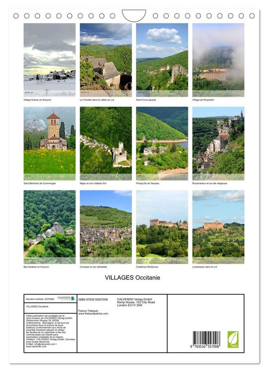 Produktbild: VILLAGES Occitanie (Calendrier mural 2026 DIN A4 horizontal), CALVENDO calendrier mensuel