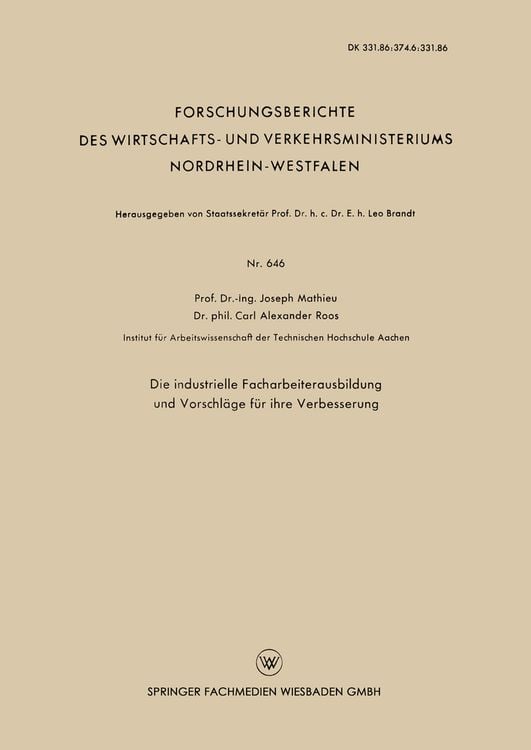 Produktbild: Die industrielle Facharbeiterausbildung und Vorschl&auml;ge f&uuml;r ihre Verbesserung