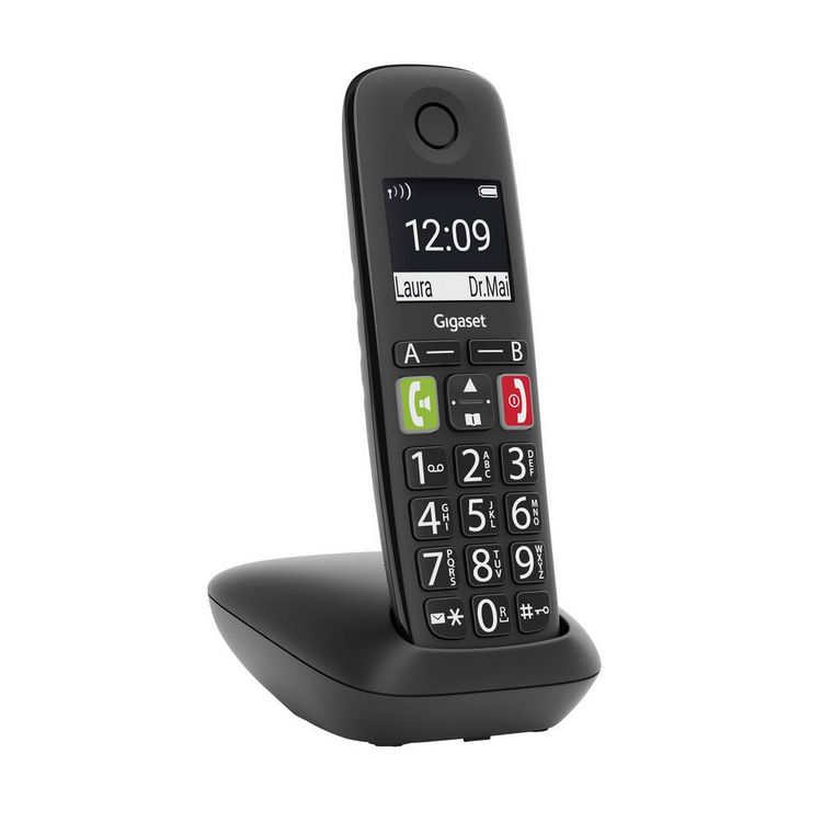 Produktbild: Gigaset E290 DECT/GAP Schnurloses Telefon analog f&uuml;r H&ouml;rger&auml;te kompatibel, Freisprechen, Babyphone Schwarz