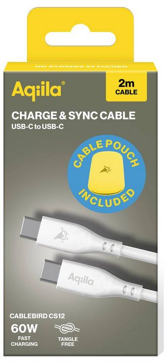 Produktbild: Aqiila Cablebird CS12 USB-C&reg; Kabel USB 2.0 USB-C&reg; Stecker 2.00m Wei&szlig; AQCBPBIC2SI829