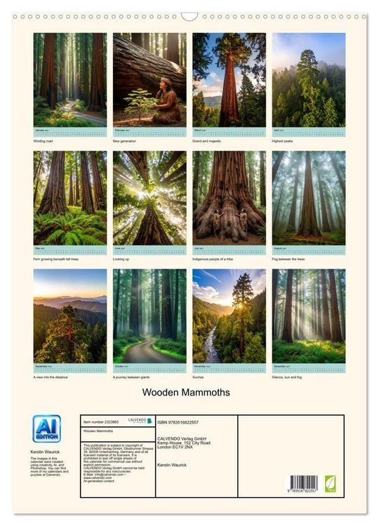 Produktbild: Wooden Mammoths (Wall Calendar 2027 DIN A2 portrait), CALVENDO 12 Month Wall Calendar