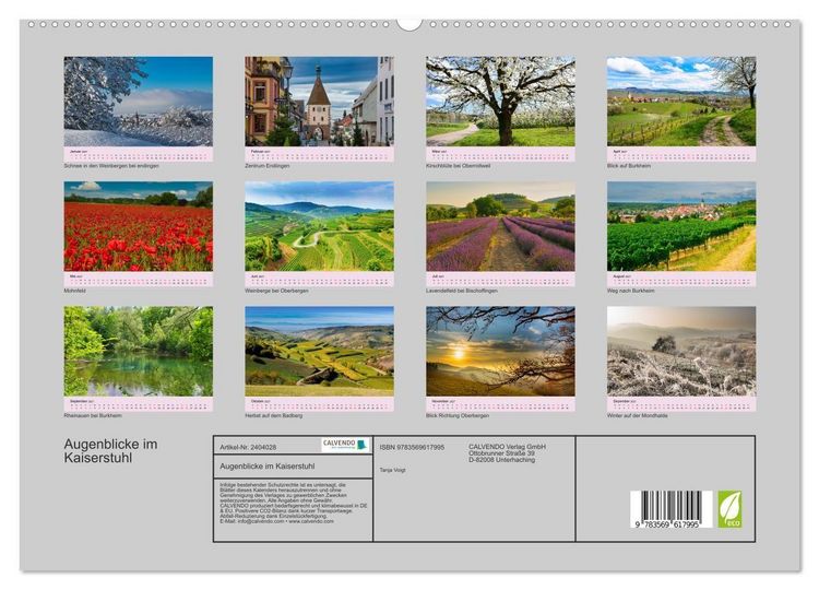 Produktbild: Augenblicke im Kaiserstuhl (hochwertiger Premium Wandkalender 2027 DIN A2 quer), Kunstdruck in Hochglanz